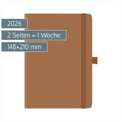 Buchkalender Kompagnon Mod. 791 66 2026 | A5, Kunststoff, braun