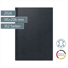 Buchkalender Mod. 795 2026 | A5, Leder, schwarz