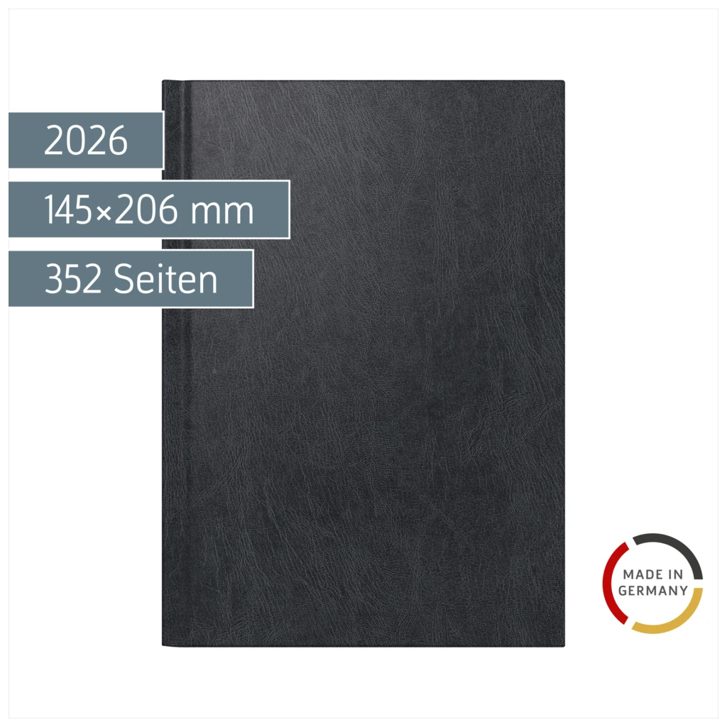Buchkalender Mod. 795 2026 | A5, Kunststoff, schwarz