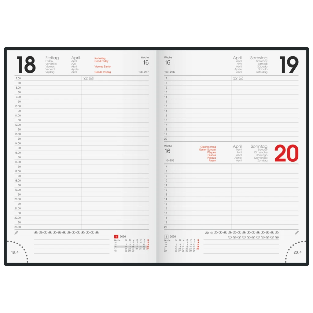 Buchkalender Mod. 795 2026 | A5, Kunststoff, schwarz