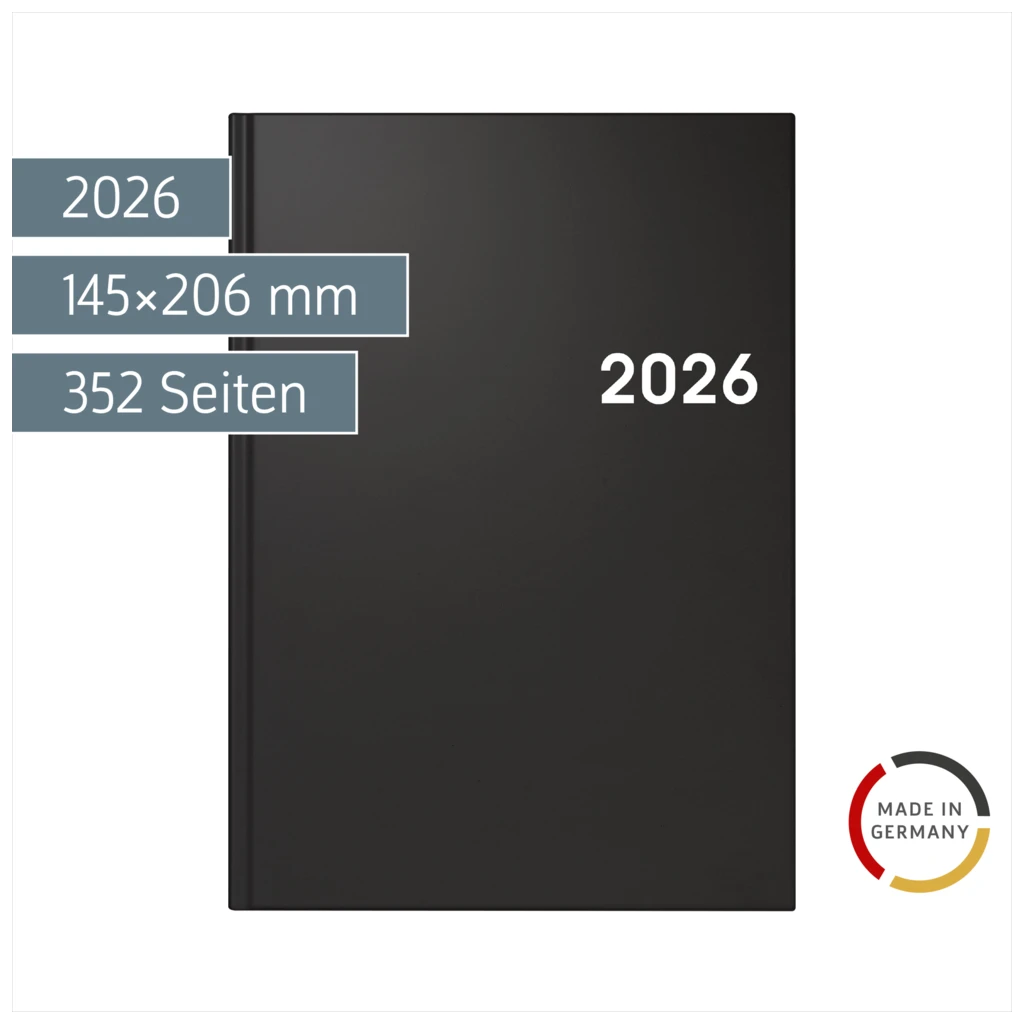 Buchkalender Mod. 795 2026 | A5, Kunststoff, schwarz