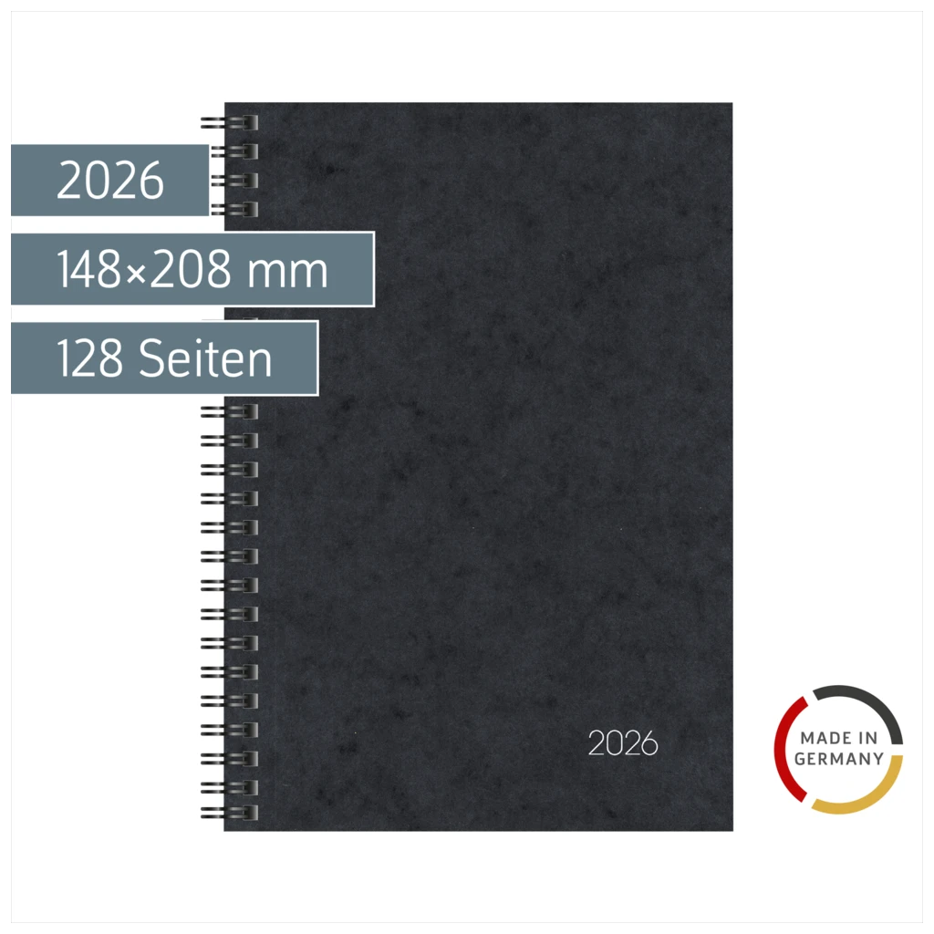 Buchkalender Mod. 796 2026 | A5, Karton, schwarz