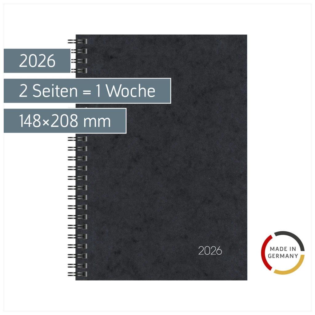 Buchkalender Mod. 796 2026 | A5, Karton, schwarz