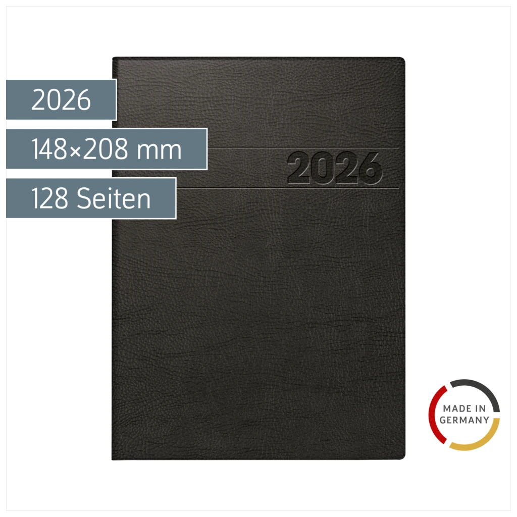 Buchkalender Mod. 796 2026 | A5, Kunststoff, schwarz