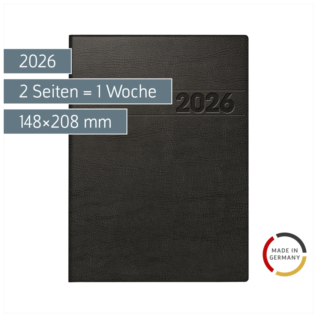 Buchkalender Mod. 796 2026 | A5, Kunststoff, schwarz
