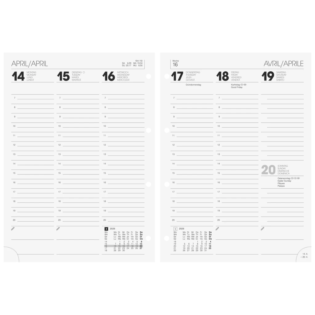 Wochen-Ersatzkalendarium Mod. 796 2026 | 148×208 mm