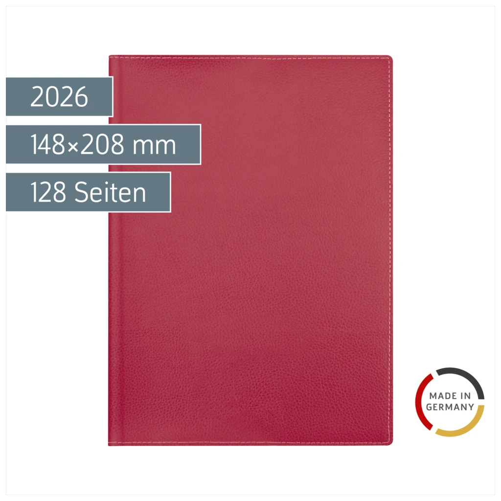 Buchkalender Mod. 796 2026 | A5, Kunstleder, rot