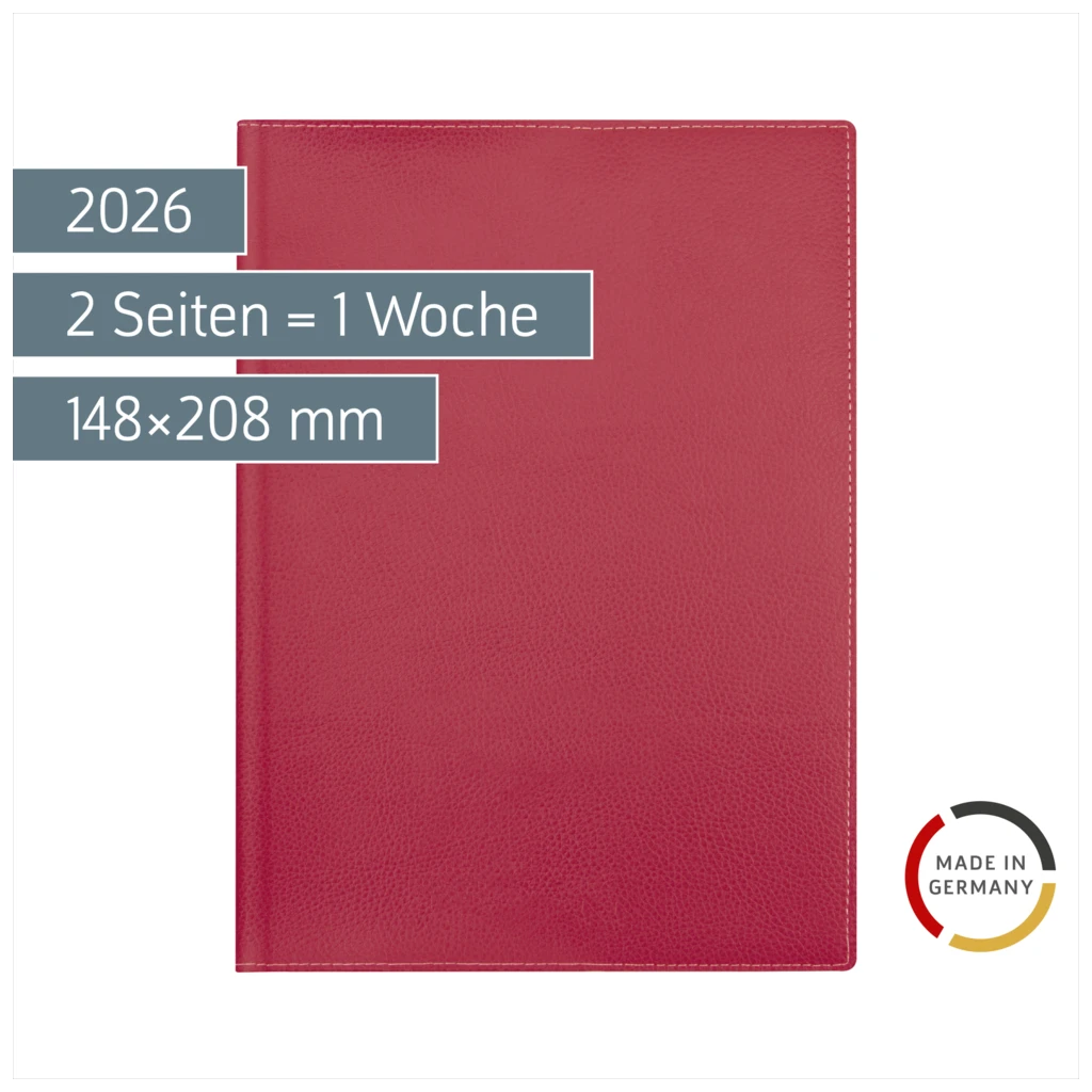 Buchkalender Mod. 796 2026 | A5, Kunstleder, rot