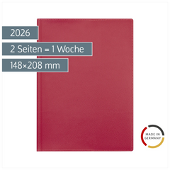 Buchkalender Mod. 796 2026 | A5, Kunstleder, rot
