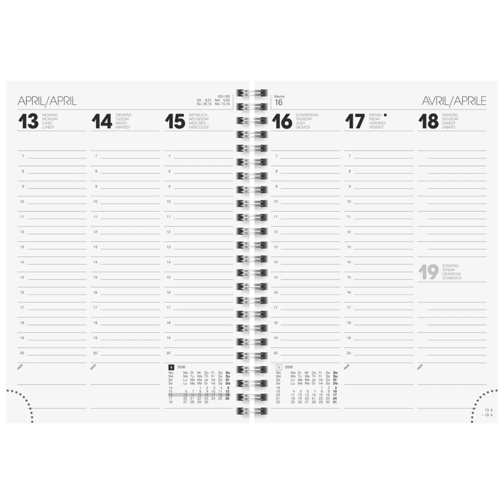 Buchkalender Mod. 796 2026 | A5, Kunstleder, rot