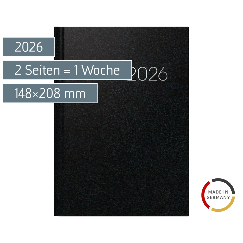Buchkalender Mod. 796 2026 | A5, Kunststoff, schwarz