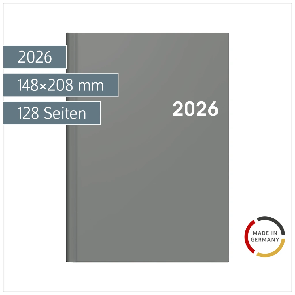 Buchkalender Mod. 796 2026 | A5, Kunststoff, grau