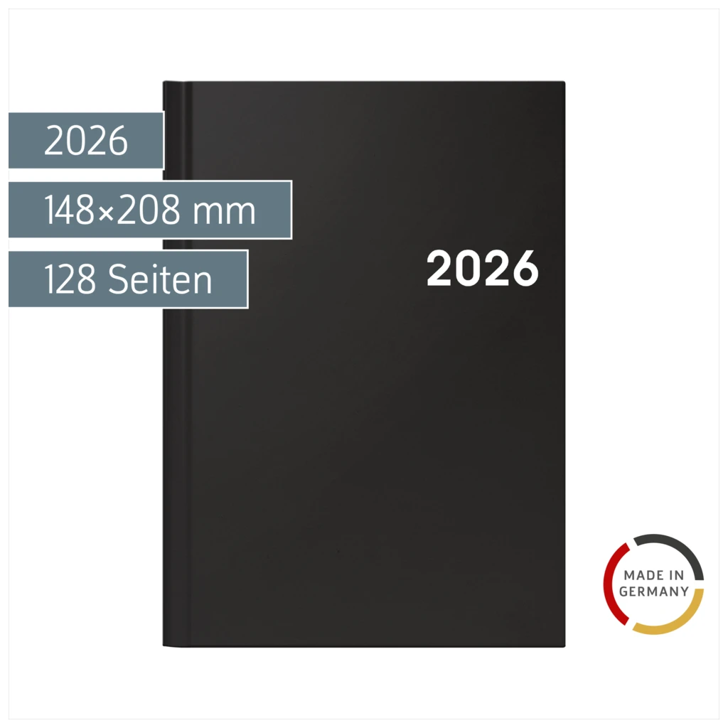 Buchkalender Mod. 796 2026 | A5, Kunststoff, schwarz