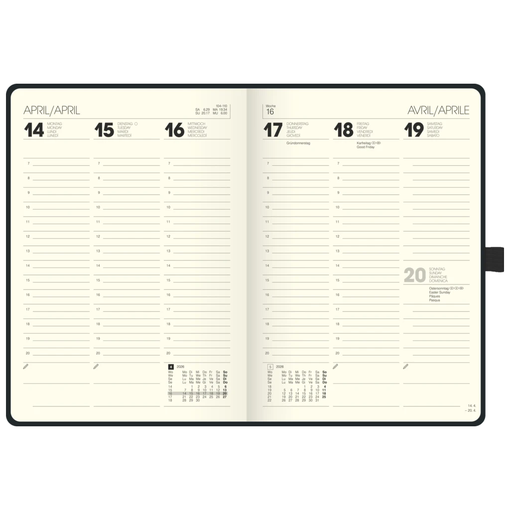Buchkalender Kompagnon Mod. 796 66 '26 | A5, Kunststoff, schwarz
