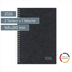Buchkalender Mod. 797 2026 | 168×240 mm, Karton, schwarz