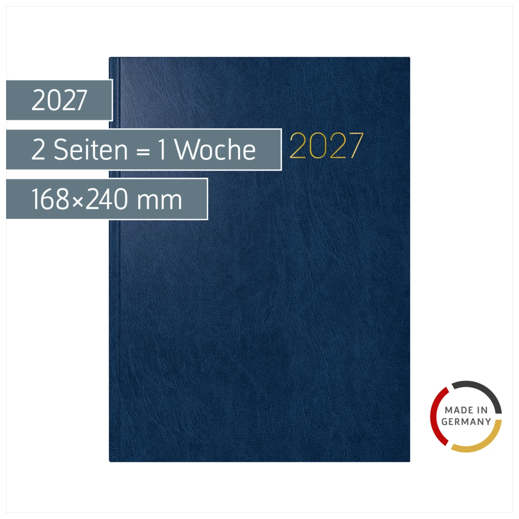 Buchkalender Mod. 797 2027 | 168×240 mm, Kunststoff, blau