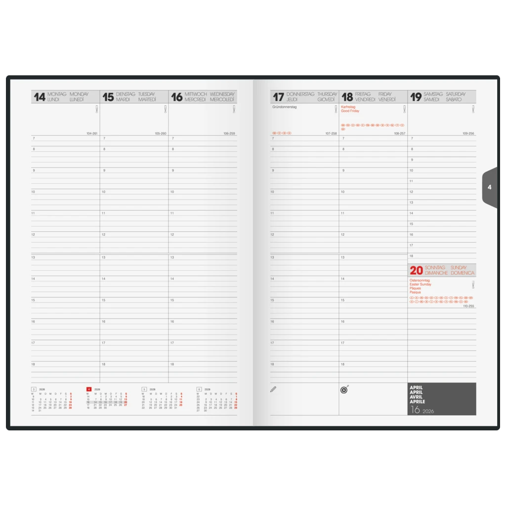 Buchkalender Mod. 797 2026 | 168×240 mm, Kunststoff, schwarz