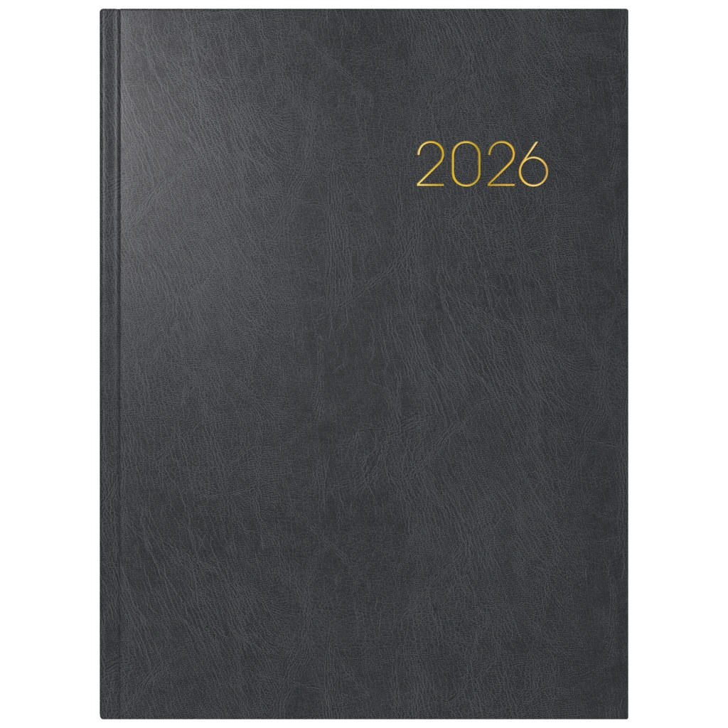 Buchkalender Mod. 797 2026 | 168×240 mm, Kunststoff, schwarz