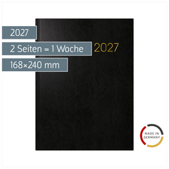 Buchkalender Mod. 797 2027 | 168×240 mm, Kunststoff, schwarz