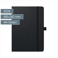 Buchkalender Kompagnon Mod. 797 66 2026 | 168×240 mm, Kunststoff, schwarz