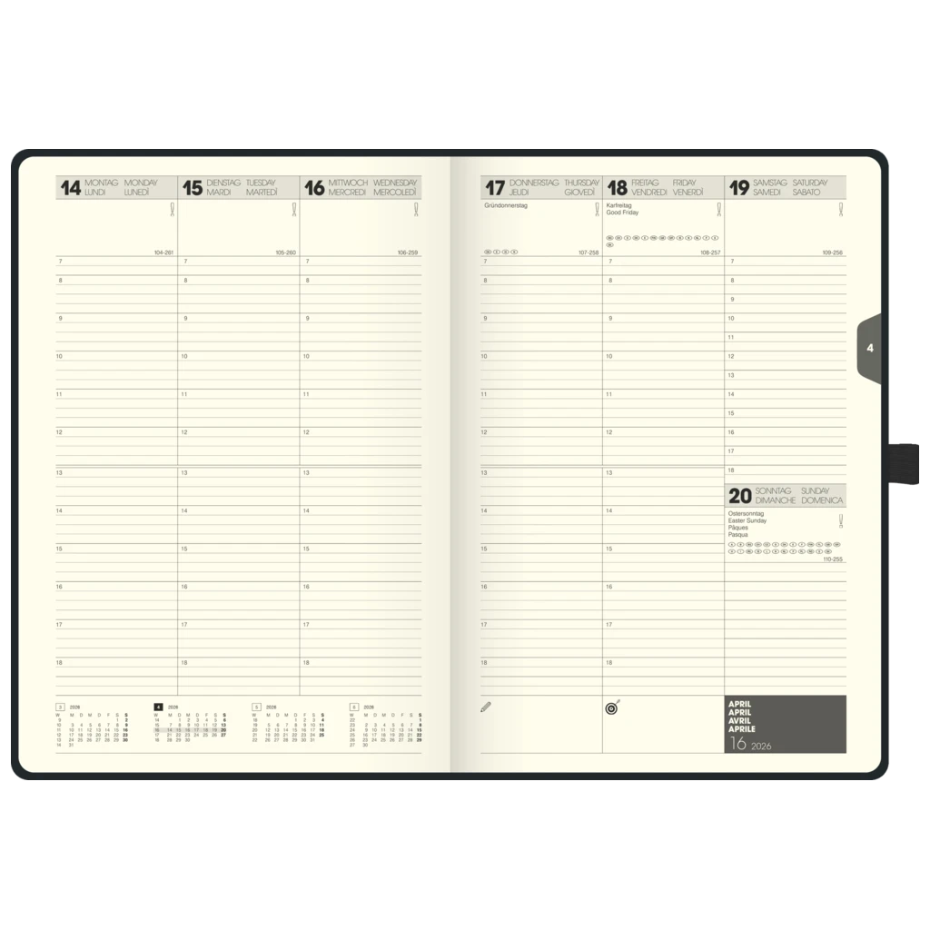 Buchkalender Kompagnon Mod. 797 66 2026 | 168×240 mm, Kunststoff, schwarz