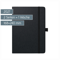 Buchkalender Kompagnon Mod. 797 66 2027 | 168×240 mm, Kunststoff, schwarz