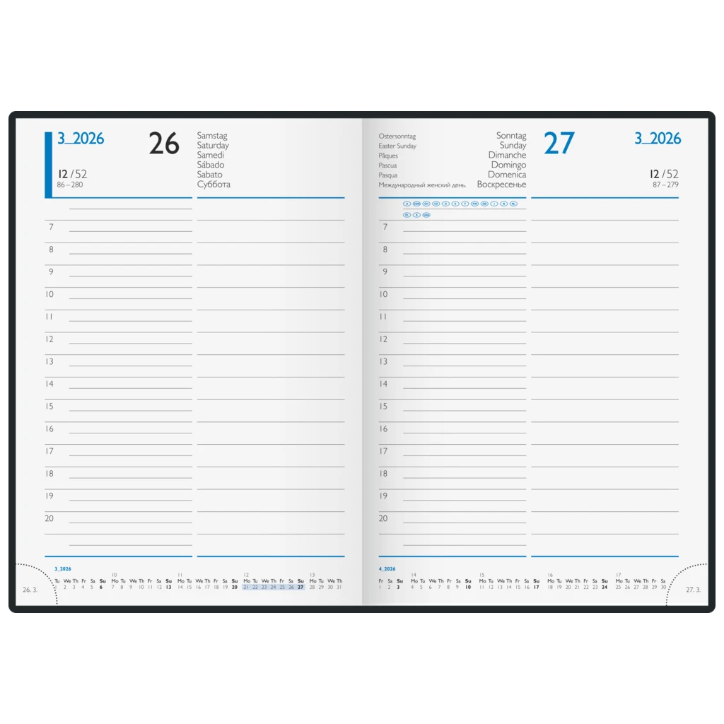 Buchkalender Mod. 798 2026 | A5, Kunstleder, blau