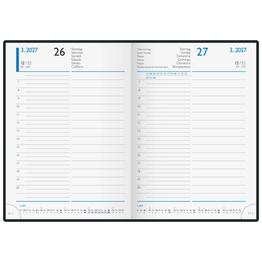 Buchkalender Mod. 798 2027 | A5, Kunstleder, blau