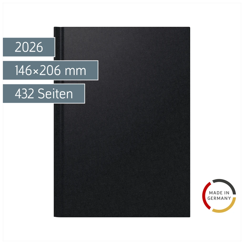 Buchkalender Mod. 798 2026 | A5, Kunststoff, schwarz