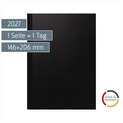 Buchkalender Mod. 798 2027 | A5, Kunststoff, schwarz