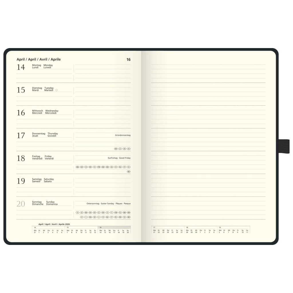 Buchkalender Kompagnon Mod. 799 66 2026 | A5, Kunststoff, schwarz