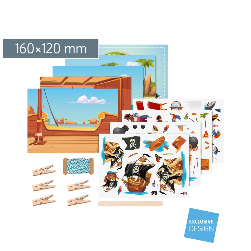 Rubbelsticker Karten-Set „Pirat“ | 160×120 mm, bunt