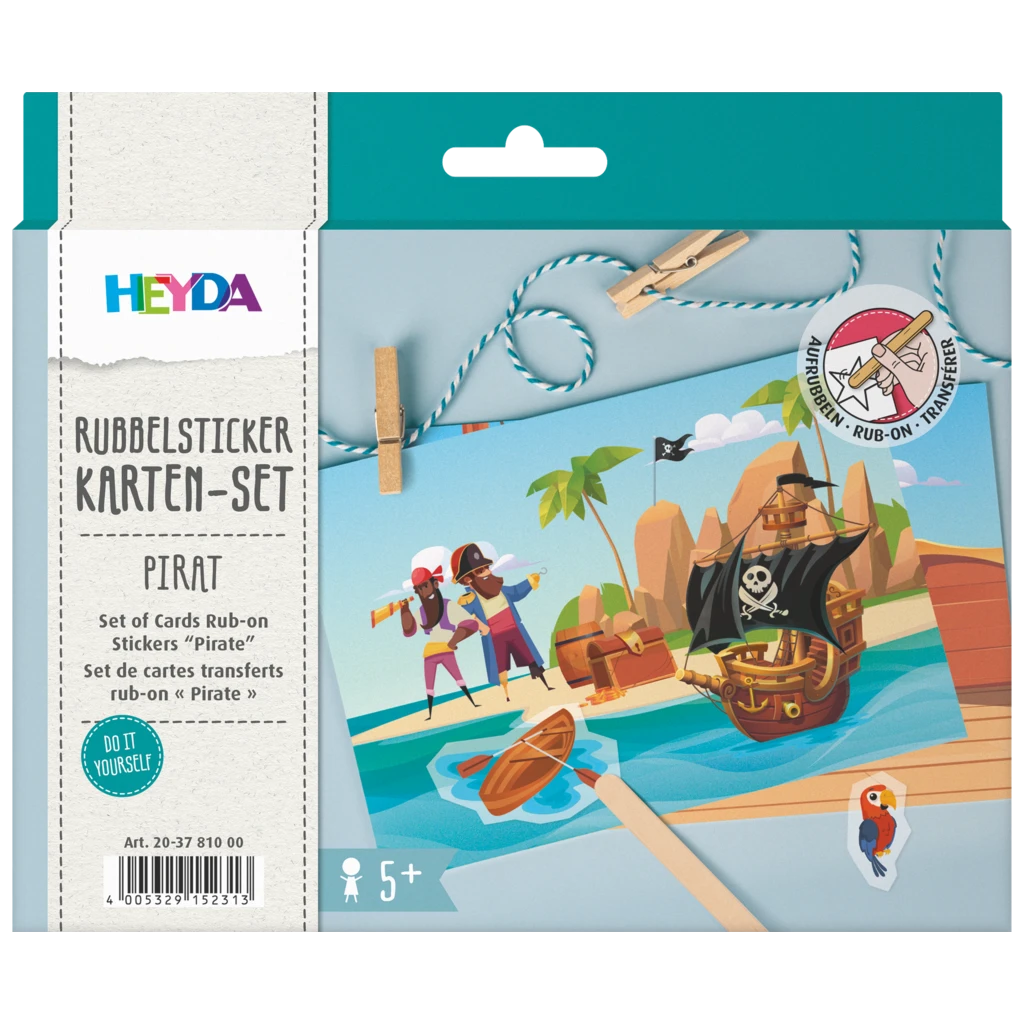 Rubbelsticker Karten-Set „Pirat“ | 160×120 mm, bunt