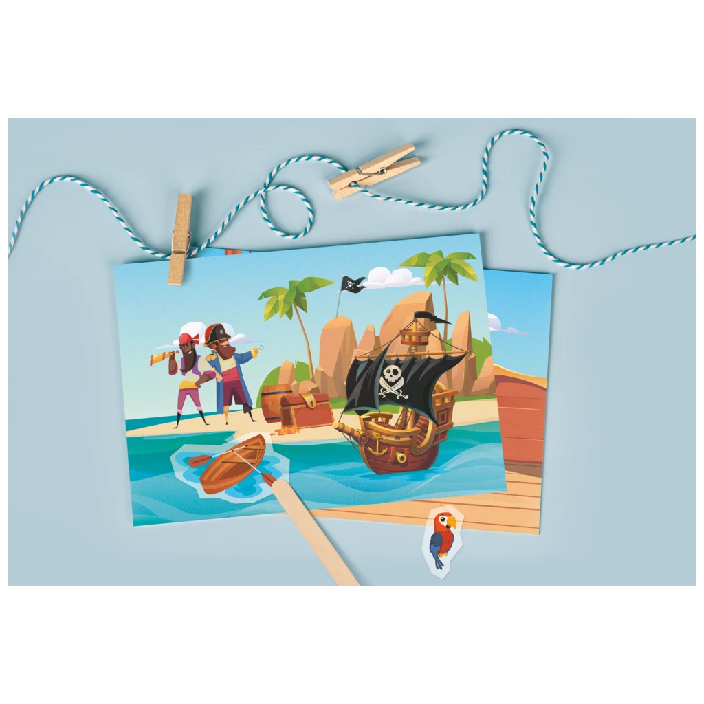 Rubbelsticker Karten-Set „Pirat“ | 160×120 mm, bunt