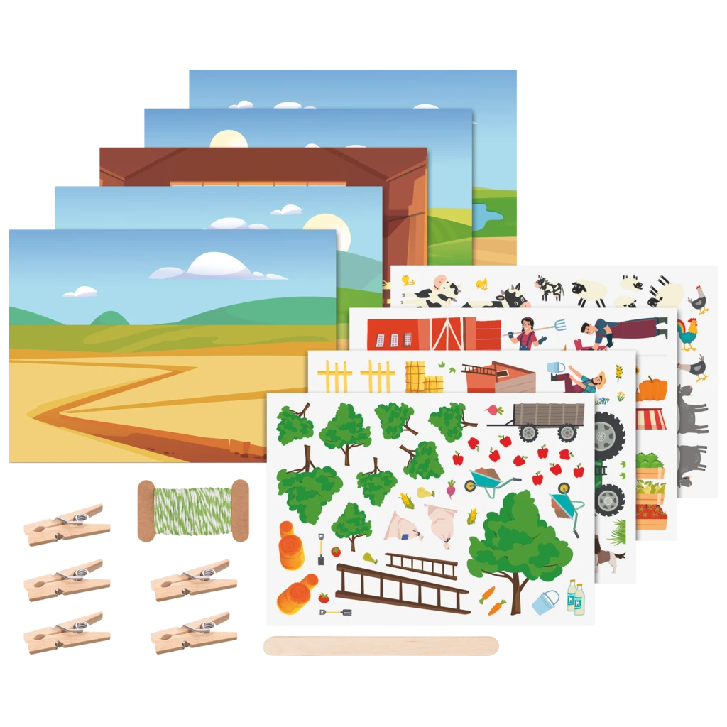 Rubbelsticker Karten-Set „Bauernhof“ | 160×120 mm, bunt