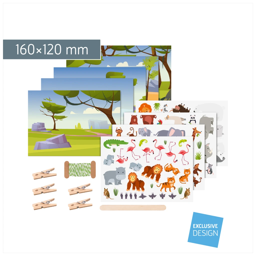 Rubbelsticker Karten-Set „Zootiere“ | 160×120 mm, bunt