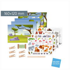 Rubbelsticker Karten-Set „Zootiere“ | 160×120 mm, bunt