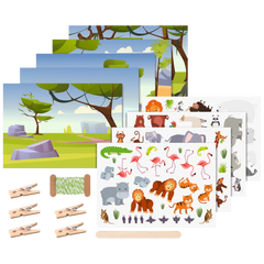 Rubbelsticker Karten-Set „Zootiere“ | 160×120 mm, bunt