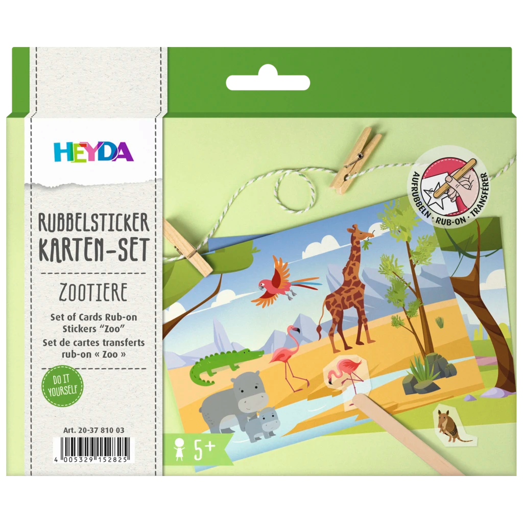 Rubbelsticker Karten-Set „Zootiere“ | 160×120 mm, bunt