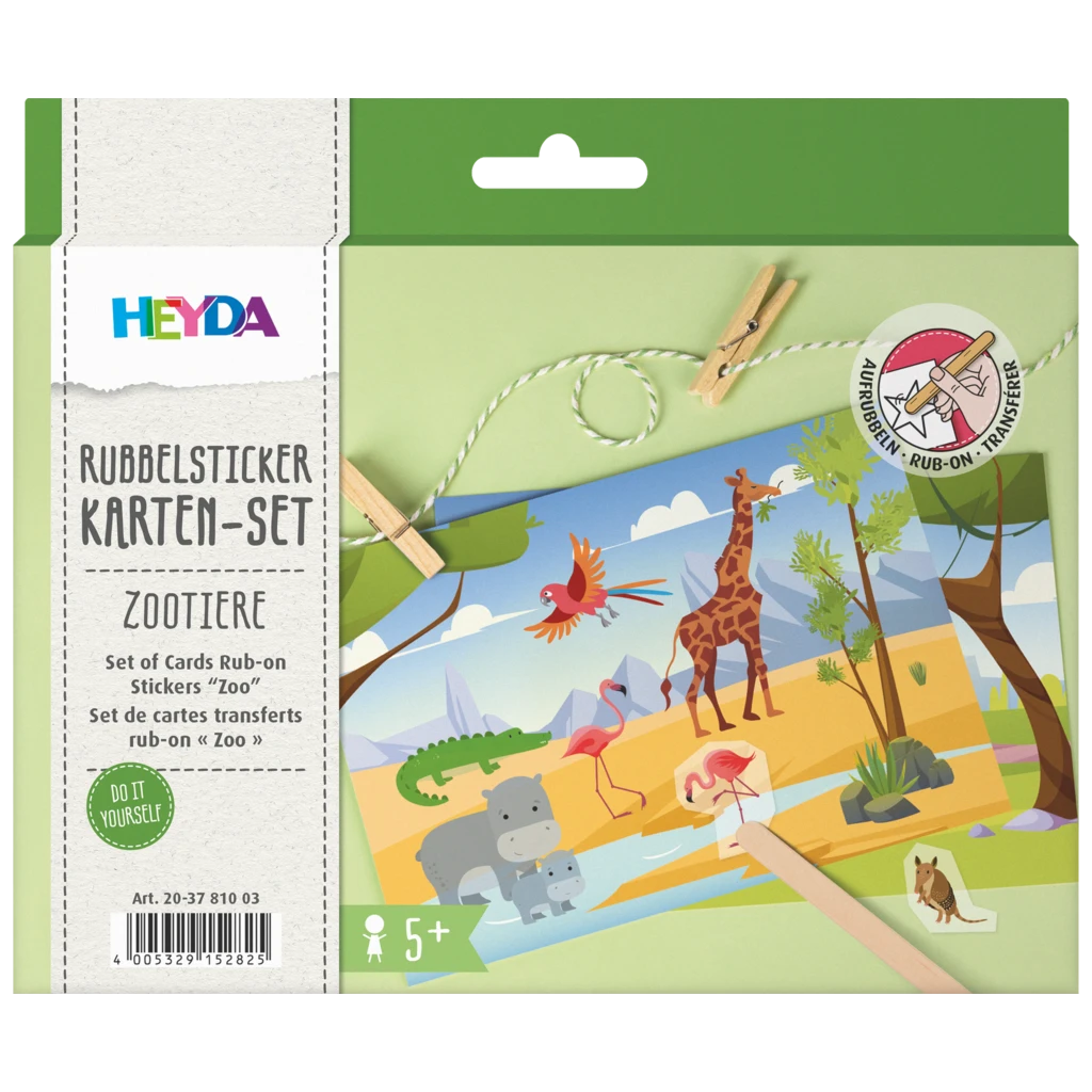 Rubbelsticker Karten-Set „Zootiere“ | 160×120 mm, bunt