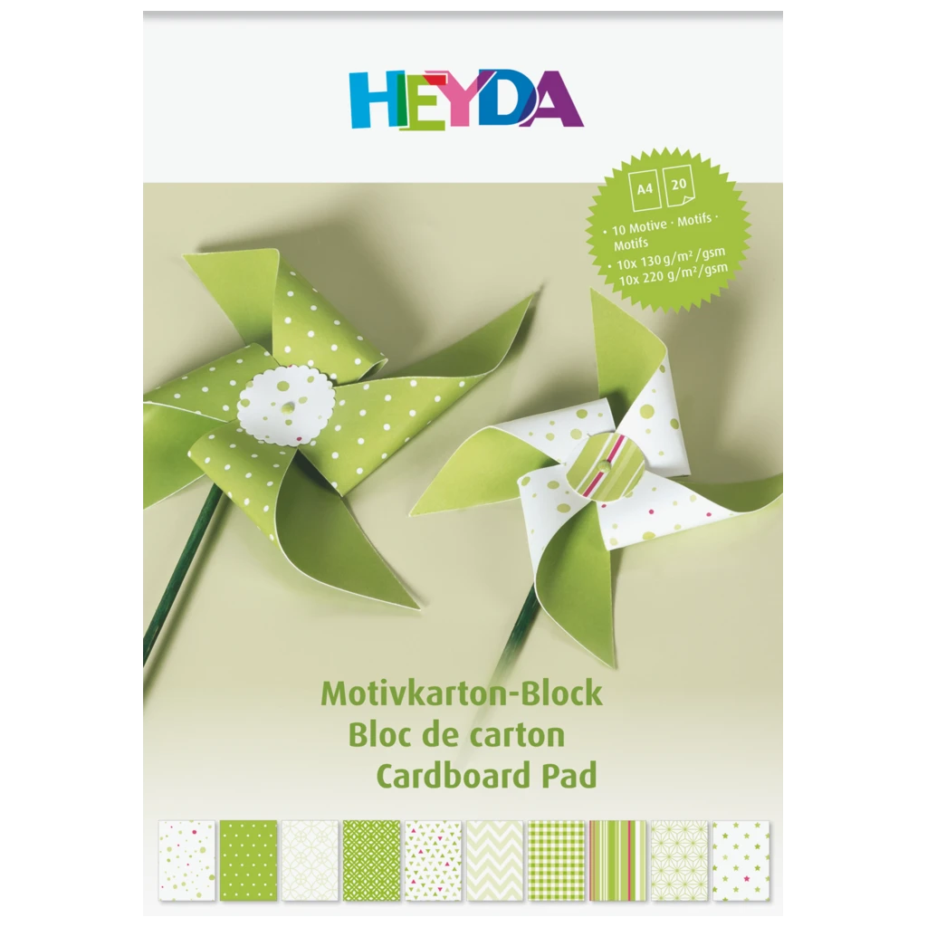 Motivkarton-Block | A4, 20 Blatt, grün