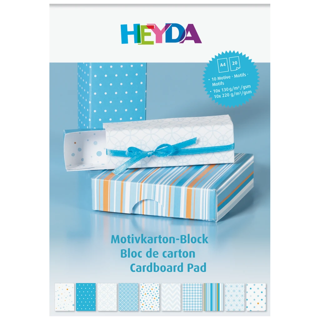 Motivkarton-Block | A4, 20 Blatt, blau