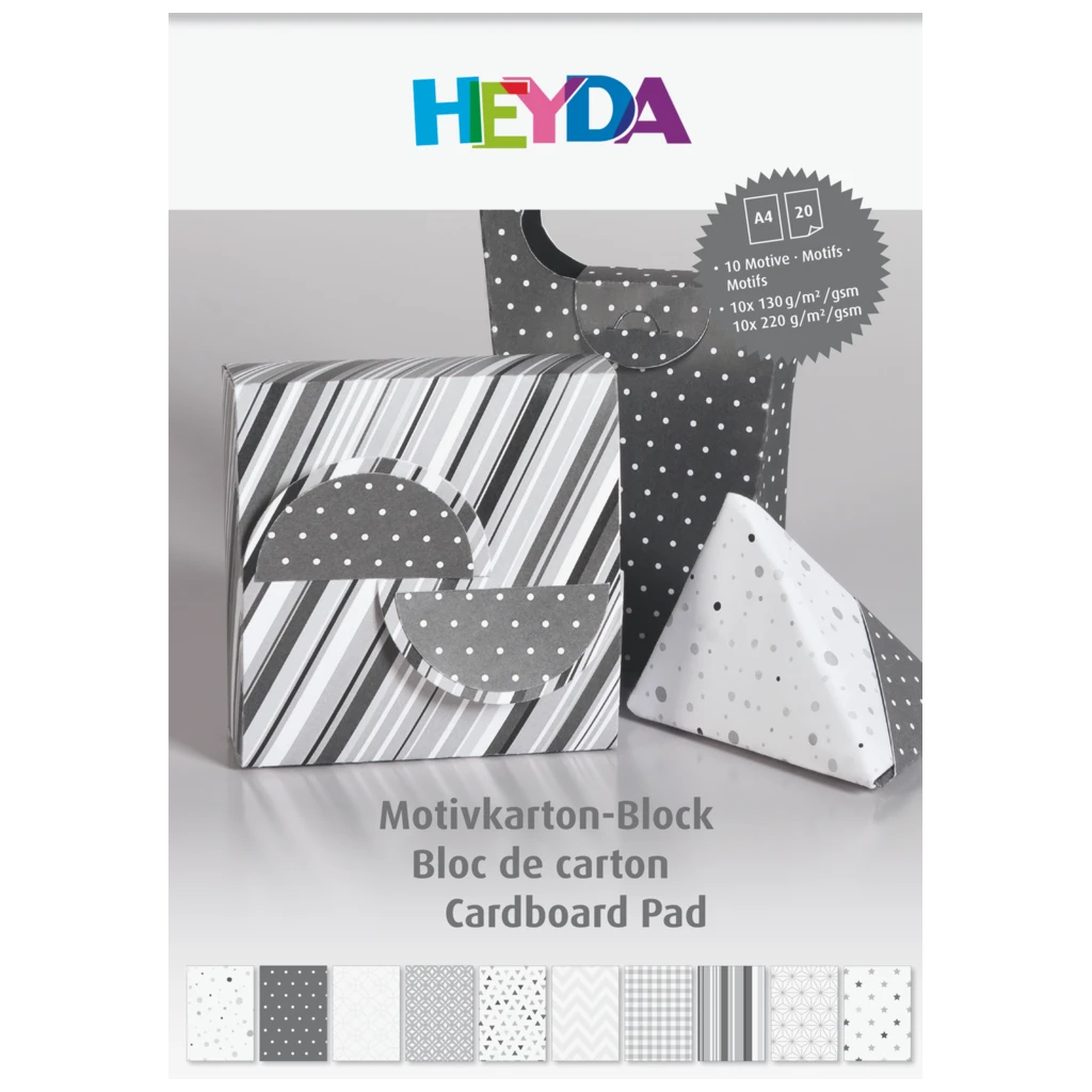 Motivkarton-Block | A4, 20 Blatt, anthrazit