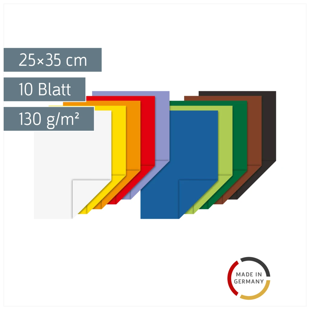 Tonpapier-Bastelmappe | 25×35 cm, 10 Blatt, 130 g/m²