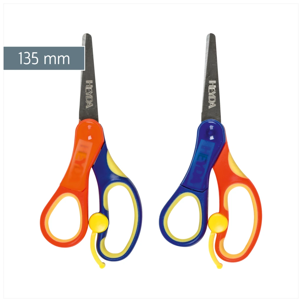 Kinderschere Soft-Touch Linkshänder | abgerundet, 135 mm, blau/orange