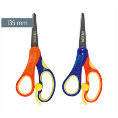 Kinderschere Soft-Touch Linkshänder | abgerundet, 135 mm, blau/orange