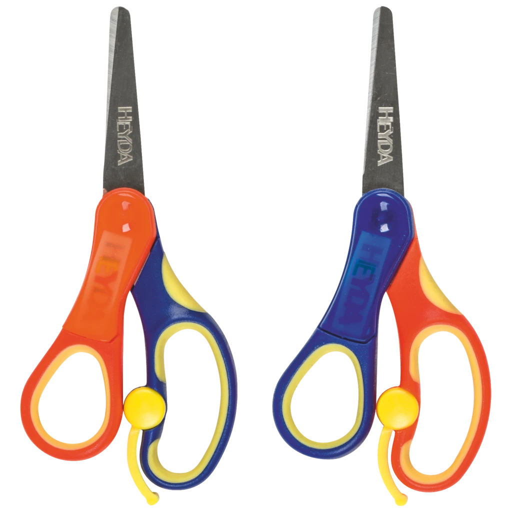 Kinderschere Soft-Touch Linkshänder | abgerundet, 135 mm, blau/orange