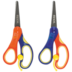 Kinderschere Soft-Touch Linkshänder | abgerundet, 135 mm, blau/orange