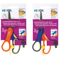 Kinderschere Soft-Touch Linkshänder | abgerundet, 135 mm, blau/orange