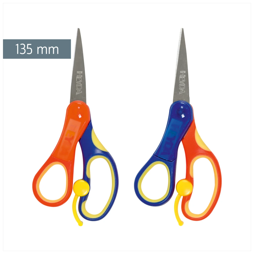 Kinderschere Soft-Touch Linkshänder | spitz, 135 mm, blau/orange